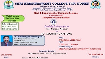 IOT SECURITY CAPSTONE- INTERNATIONAL WEBINAR | Department of Computer science|