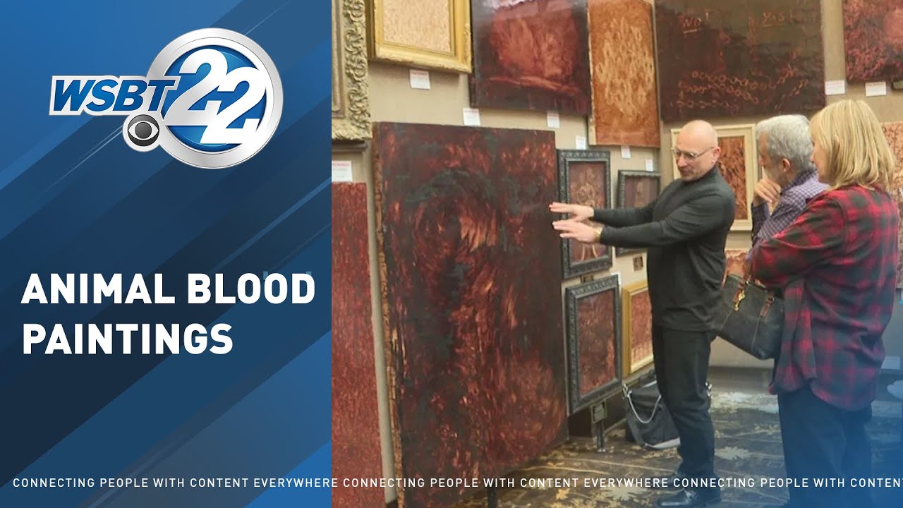 Butcher uses left over animal blood to create paintings