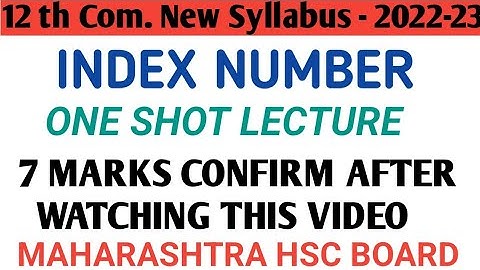 Index Number|| One Shot Lecture||Maths New Syllabus2022-23|12th Commerce HSC Board||