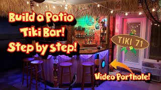 Build an Amazing Patio Tiki Bar & Video Porthole🌴 #Tiki #Palapa 🦜