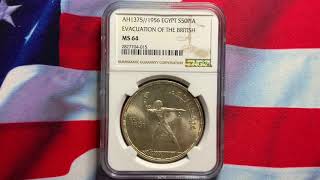 Rare World Coins Egypt 1956 50 Piastres Gem NGC 64