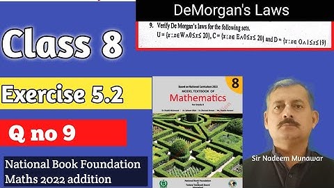 Class 8 Exercise 5.2 Q no 9 NBF Maths Ex 5.2 verify DeMorgan