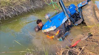 New Holland 5500 Jumped in Canal working Time Rotavator in Field | Rice Farming | Pramod's Life image