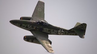 Replica Messerschmitt 262 leads vintage jet formation at Air Legend 2023