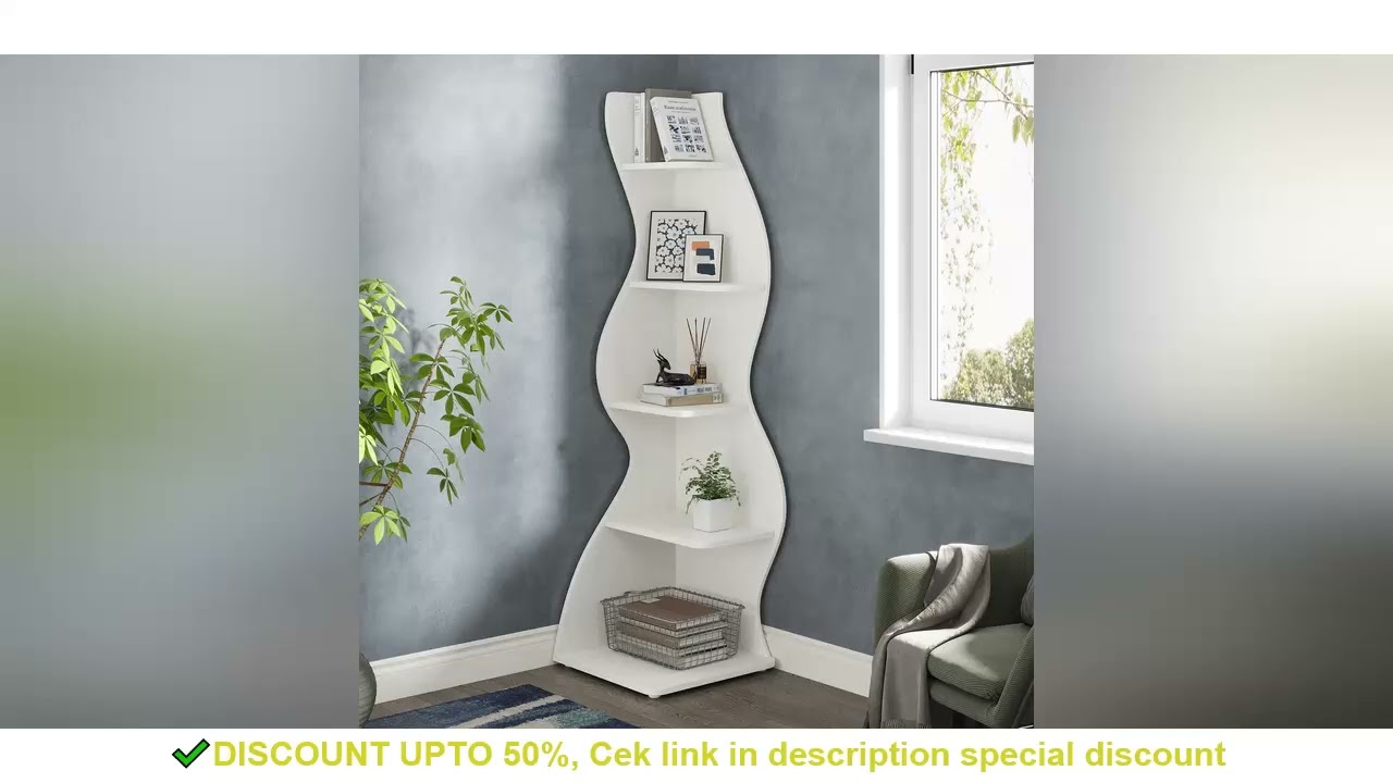 Tribesigns Corner Shelf, Modern 5-Tier Wall Corner Bookshelf, Stylish Corner Small Bookcase Storage
