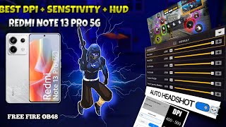 Redmi Note 13 Pro 5G free fire best auto headshot dpi hud sensitivity setting😱| OB49 FREE FIRE