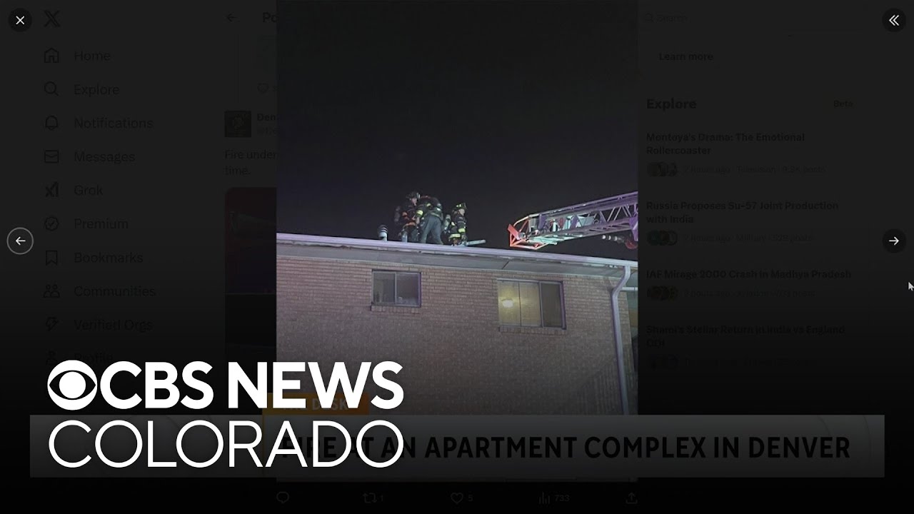 Denver firefighters rush to burning apartment building - YouTube