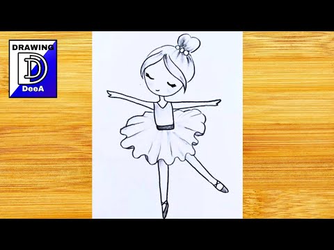 Ballerina. Girl dancing. Black and white sketch. - Stock Illustration  [54620345] - PIXTA