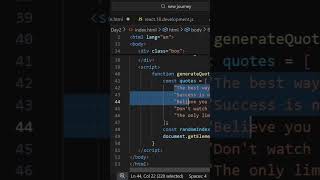 Day 4 of coding journey Built a Random Quotes Generator 🧠 #100DaysOfCode (HTML CSS JavaScript) 💻✨