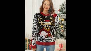 Christmas Pattern Round Neck Long Sleeve Sweater