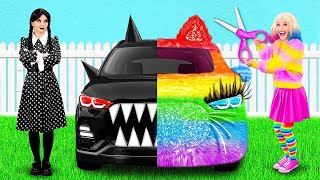 Rainbow Car vs Black Car Challenge by Fun Fun Challenge