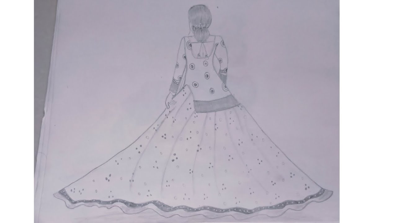 How to draw a girl backside dress -step by step || Pencil Sketch Easy ...