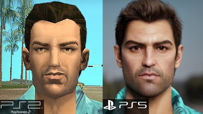 Tommy e Claude ainda não sabem nadar em GTA: The Trilogy