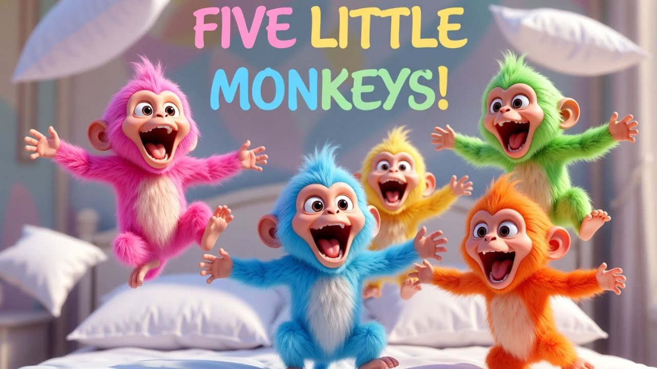 Five Little Monkeys Song 🐵🎵| Fun Nursery Rhyme | Little Kids Hubb - YouTube