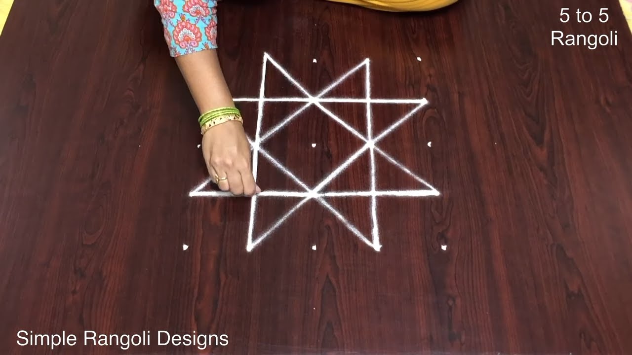 5 Dots Rangoli Easy