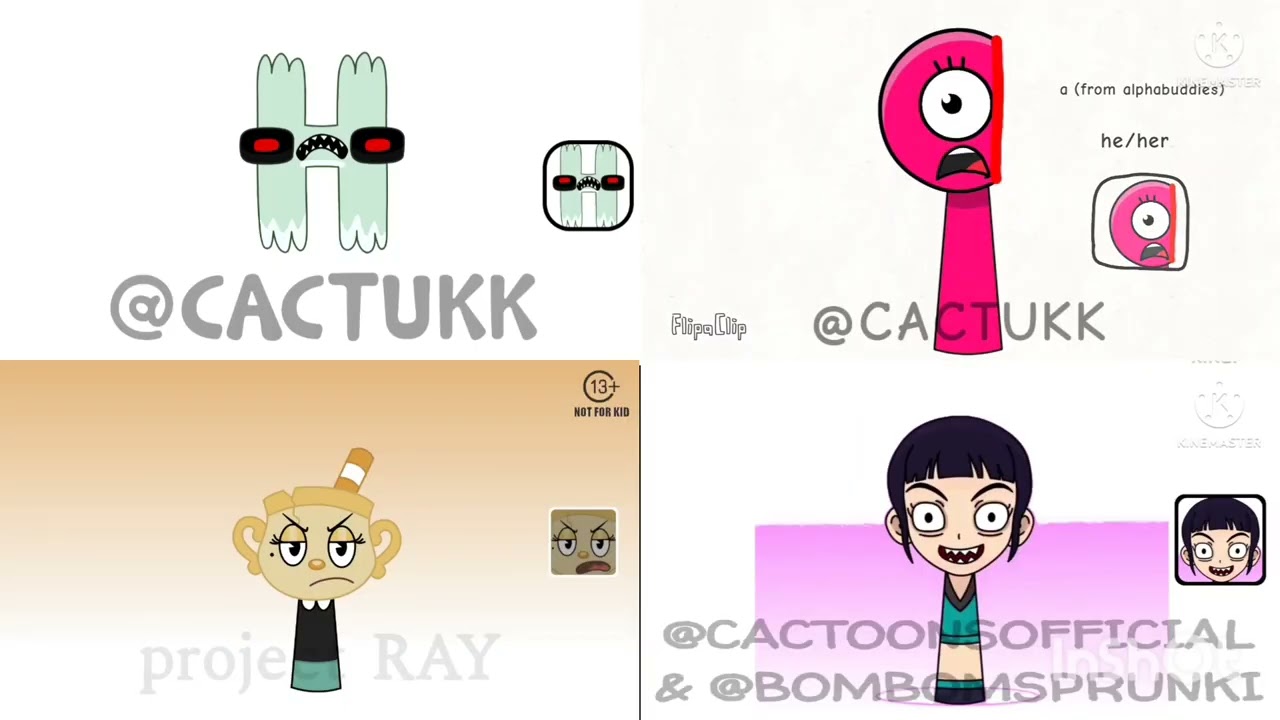 My Sprunki OC Cactukk VS Cactoons Official & Bombomsprunki VS Project RAY Quadiparison 65