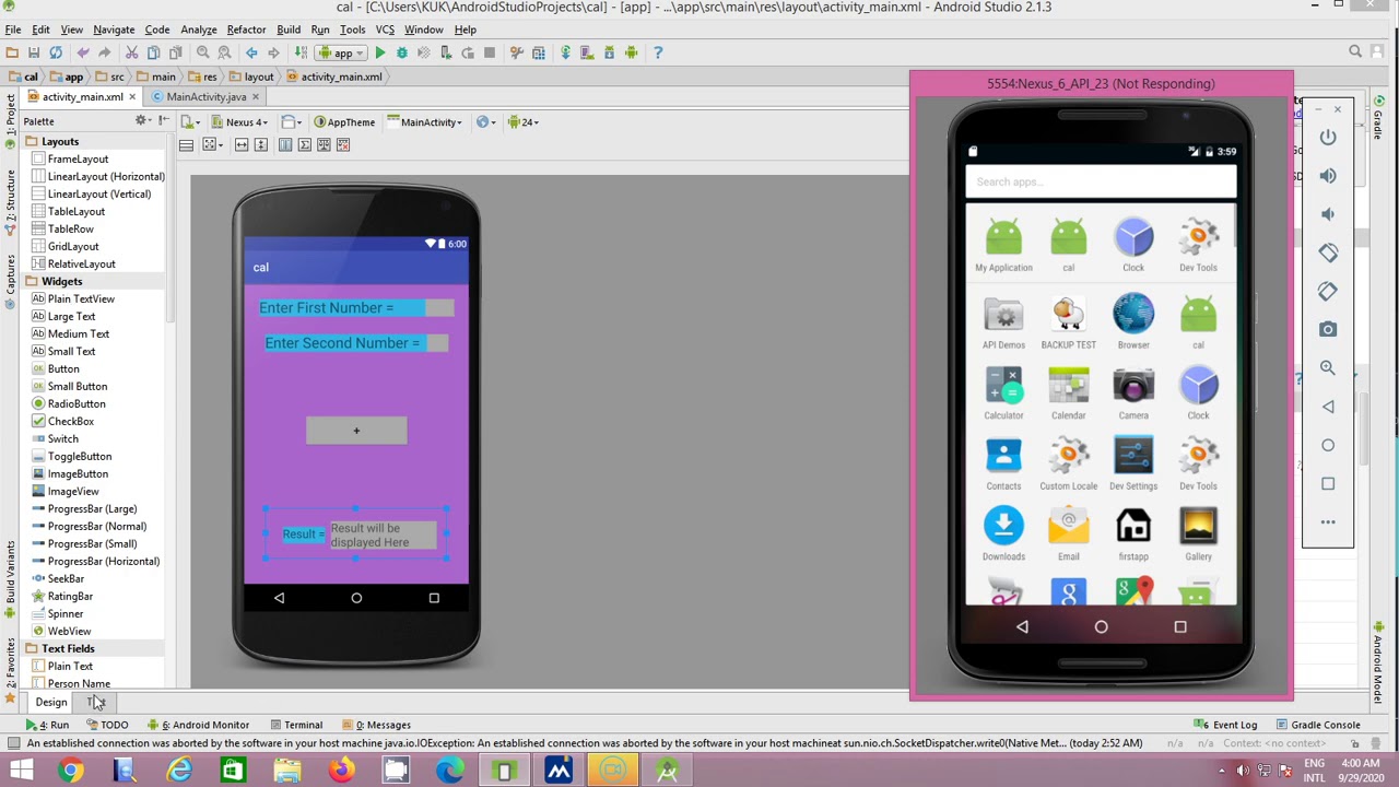 Addition of Two Number in Android Studio - YouTube
