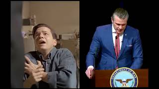 U.S. Secretary of Defense Pete Hegseth and Samuel L. Jackson in "Pulp Fiction," Side-By-Side