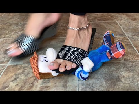 Toy Doll Crush Walkover Crush Fetish in Black Mules Sticky Sweaty Feet Part 4 #asmr #crush #crushing