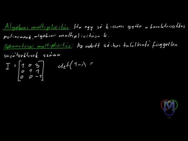 Sajátértékek algebrai és geometriai multiplicitása