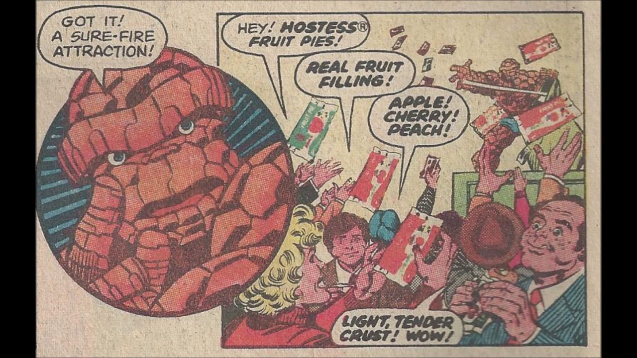 COMIC MAN PRODUCTIONS: HOSTESS FRUIT PIE PIES THING BEN GRIMM FF MARVEL COMIC BOOK AD 1980
