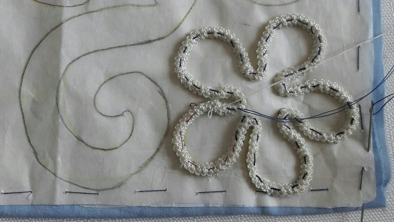 Dantel angles kordonu şablon üzerine nasıl monte edilir? Romanian point lace...