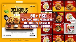 DOWNLOAD FREE 50  Food Menu Restaurant Delicious Banner How to Design Photoshop Tutorial
