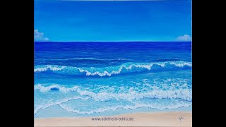 Painting Beach Waves Seascape in Acrylics Time Lapse - Strand  Wellen Meer mit Acryl malen