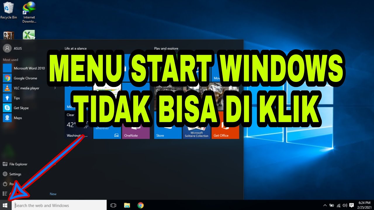 Cara mengatasi menu Star Windows macet tidak bisa di Klik 
