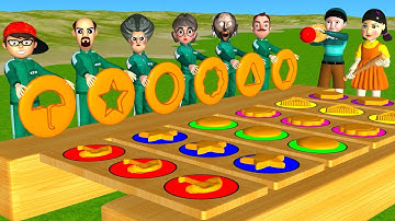 Scary Teacher 3D vs Squid Game Put in Key Dalgona Candy Shapes Challenge Level Max Who