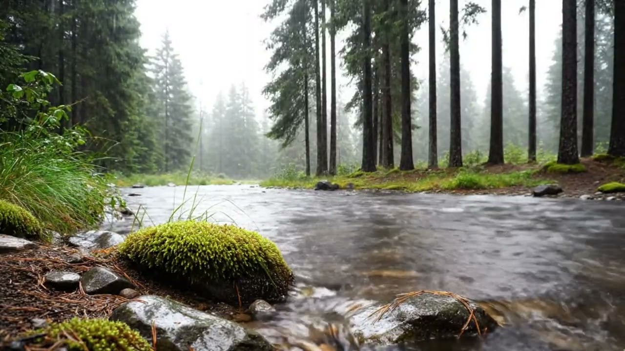 Rainy Forest River Sounds 🌧️ Peaceful Creek Ambience for Deep Sleep