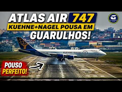 Boeing 747 da Atlas Air Kuehne+Nagel pousa em Guarulhos com cobertura do Golf Oscar Romeo® Aviação