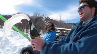 How to Open a Bottle of Bubbly with a Ski