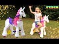 Ellie chevauche une licorne lectrique  poney pour enfant  electric unicorn  feber famosa