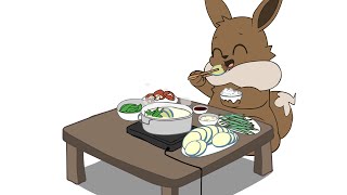 Healthy Veggie Hotpot meal with Eevee (Mukbang Animation Pokemon)