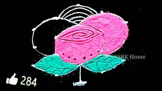 Small Rose flowers rangoli designs || 5x3 dots Roja Poo Kolam || new Gulabi Muggulu designs