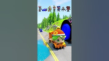 Elf Racer vs Giant Sprunki Wheel – BeamNG Drive Funny Crash Challenge!