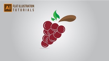 Grapes icon design in illustrator | Flat Illustration Tutorials