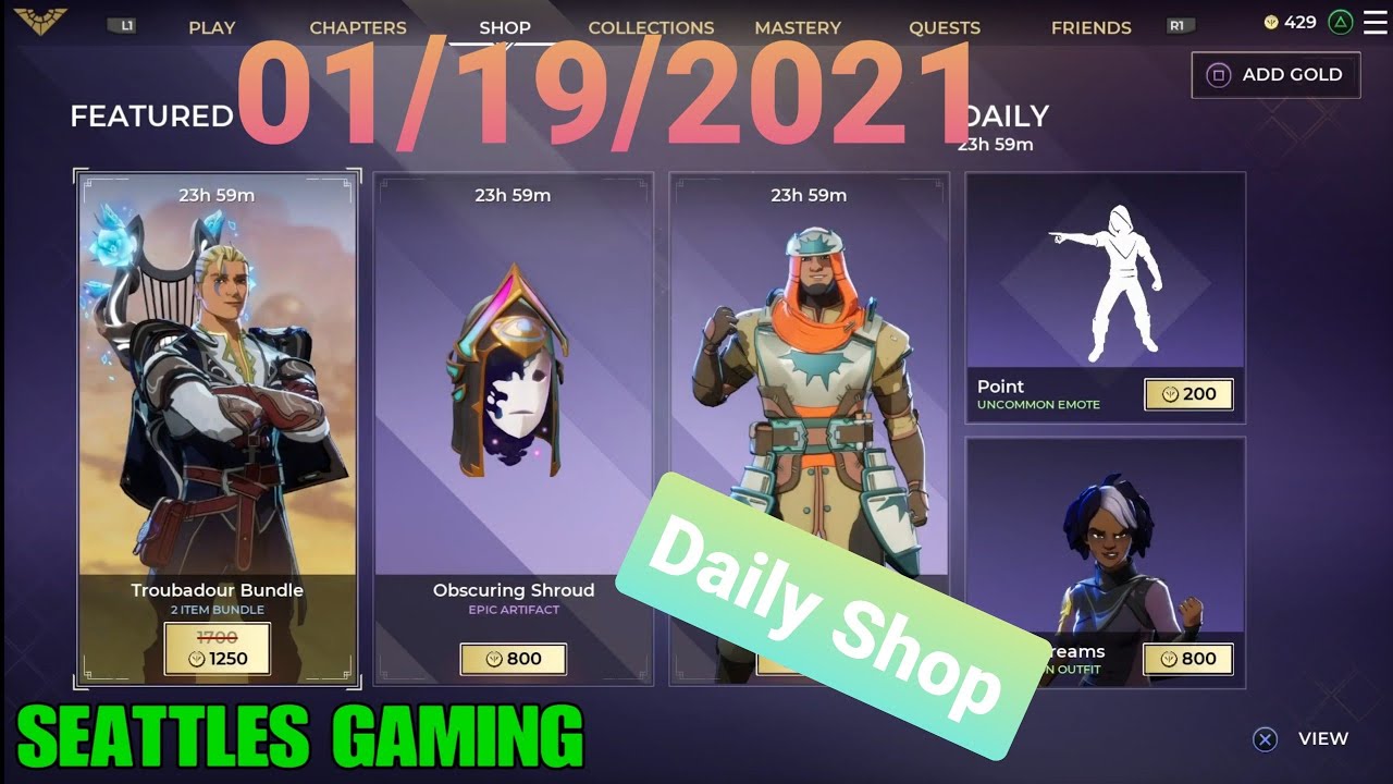 SPELLBREAK "Troubadour Bundle is Back" Item Shop 01/19/2021, SEATTLES GAMING