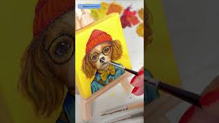 A Mini Dog Painting Inspired by Wes Anderson Movies! 🐶