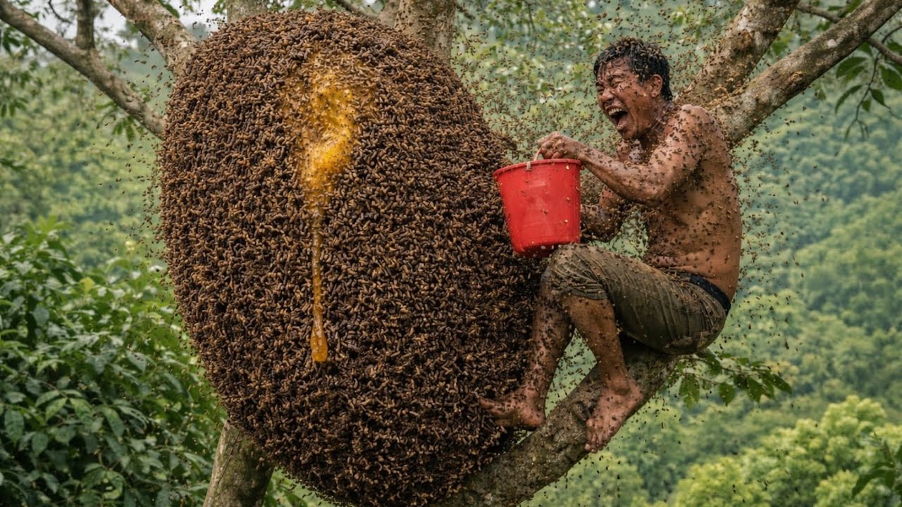 Traditional Wild Bee Hunting – Extremely Dangerous but Highly Skillful