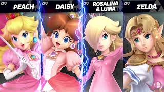 Super Smash Bros. Ultimate - Battle Peach Vs Daisy Vs Rosalina Vs Zelda