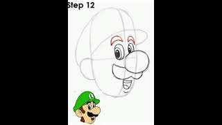 Luigi drawing step by step #shorts رسم لويجي توأم ماريو خطوة بخطوة