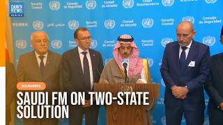Saudi FM Faisal bin Farhan Speaks on Two-State Solution at UN | Dawn News English