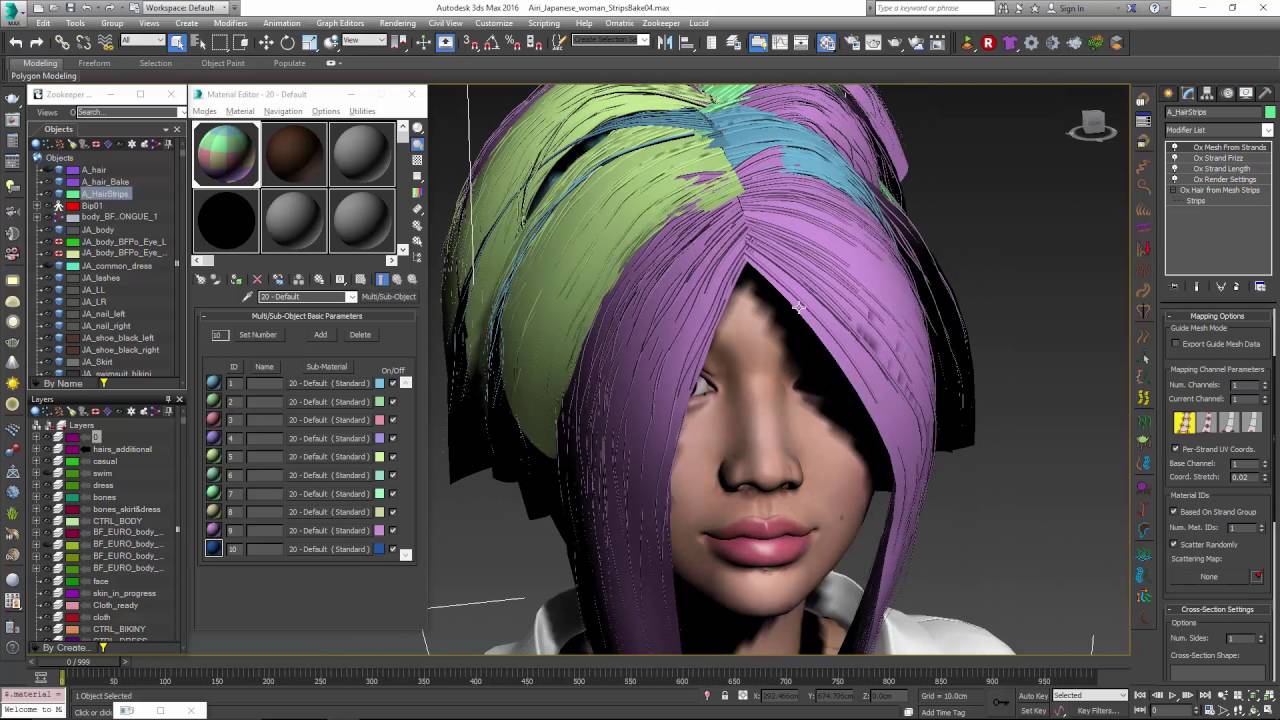 Ornatrix 3dsmax: Baking hair texture onto hair strips ...