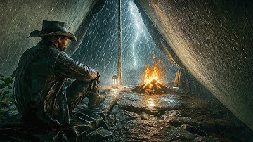 Watching a Relaxing night-time thunderstorm from a tent | RDR2 ASMR