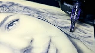 Realistic Portrait Tattoo Tutorial | Step-by-Step Masterclass( Part 1 Stencil & hair )