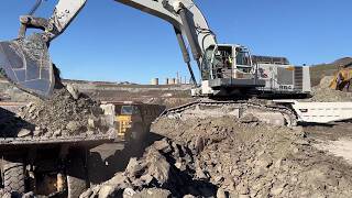 Liebherr 984 Excavator Loading Overburden On Caterpillar Dumpers - Labrianidis Mining Works