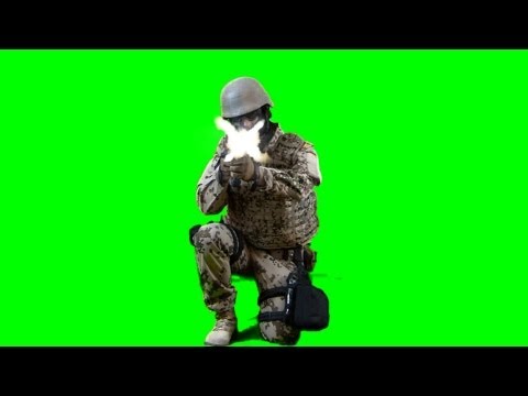 soldier shoots with assault rifle - real Battlefield green screen footage 4 - free use