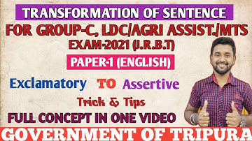 Transformation Of Sentence||Exclamatory To Assertive||Tricks & Tips||For Group-C, LDC Exam-2021